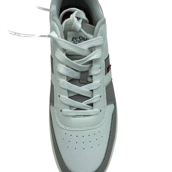 Levis Turner Mens Low Top Sneakers White Grey Brown Lace Up Court Shoes - Picture 3 of 7